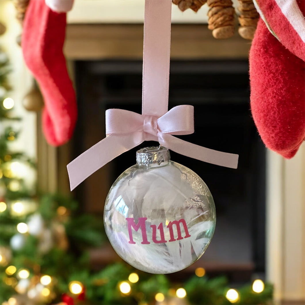 Glass feather bauble